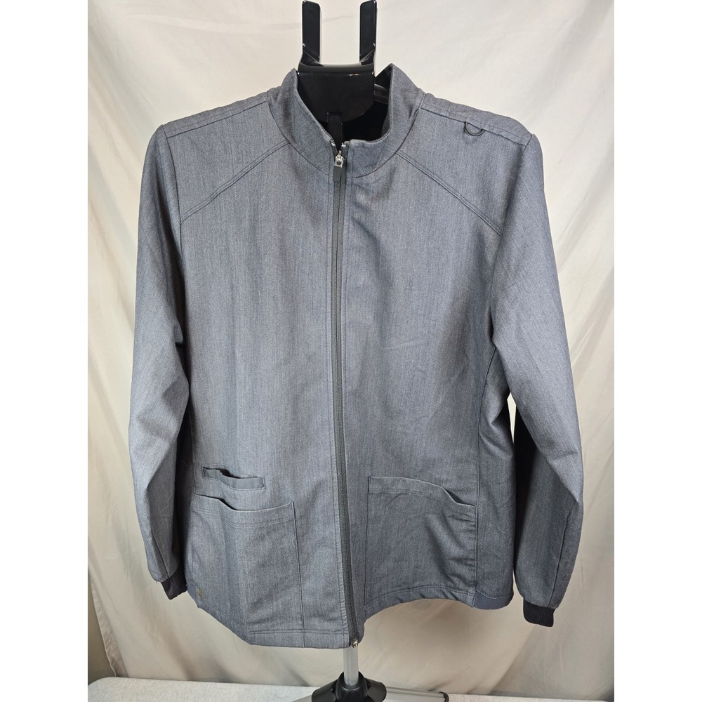Maevyn Matrix Pro Scrubs JACKET Full Zip Stretch Size Large Nursing Heather Gray